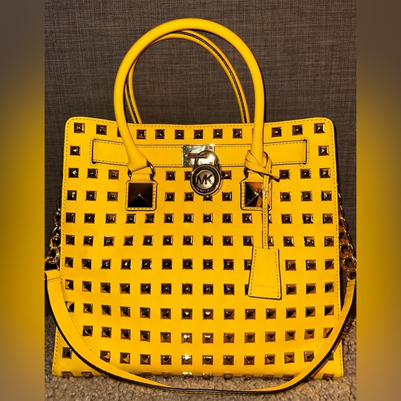 Like New 💛 Michael Kors Studded Hamilton Satchel - Picture 1 of 9